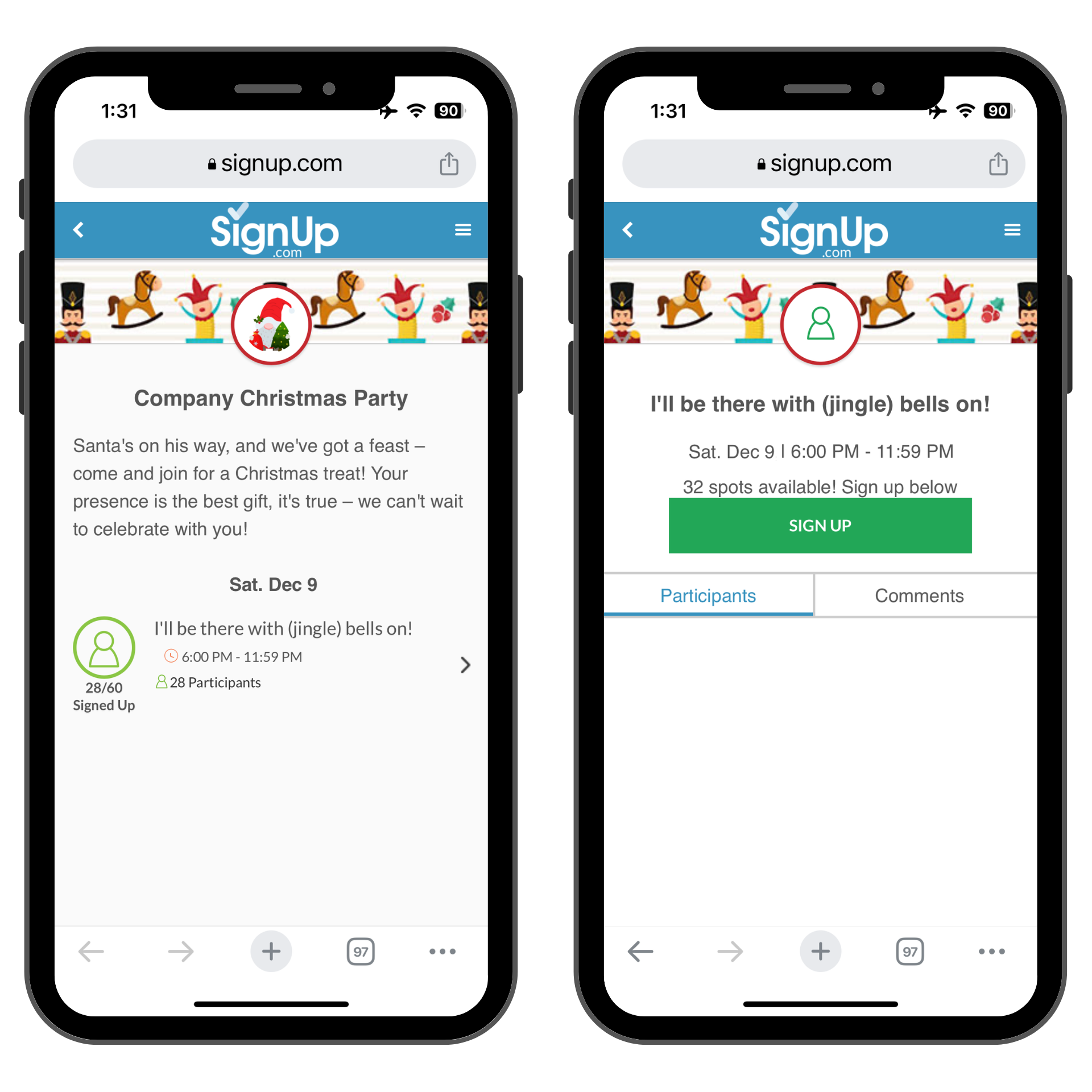 company Christmas party SignUp