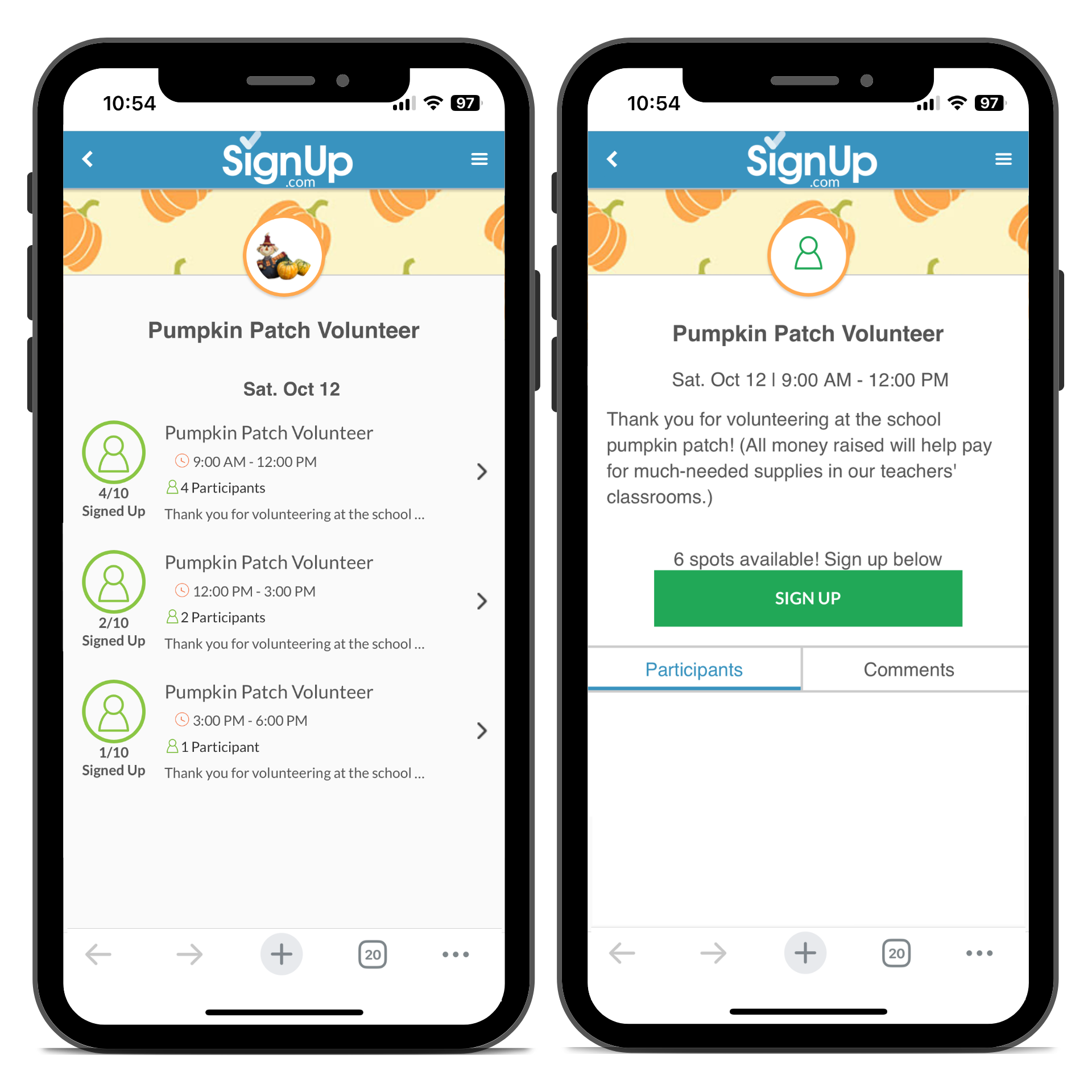 Pumpkin Patch Volunteer SignUp