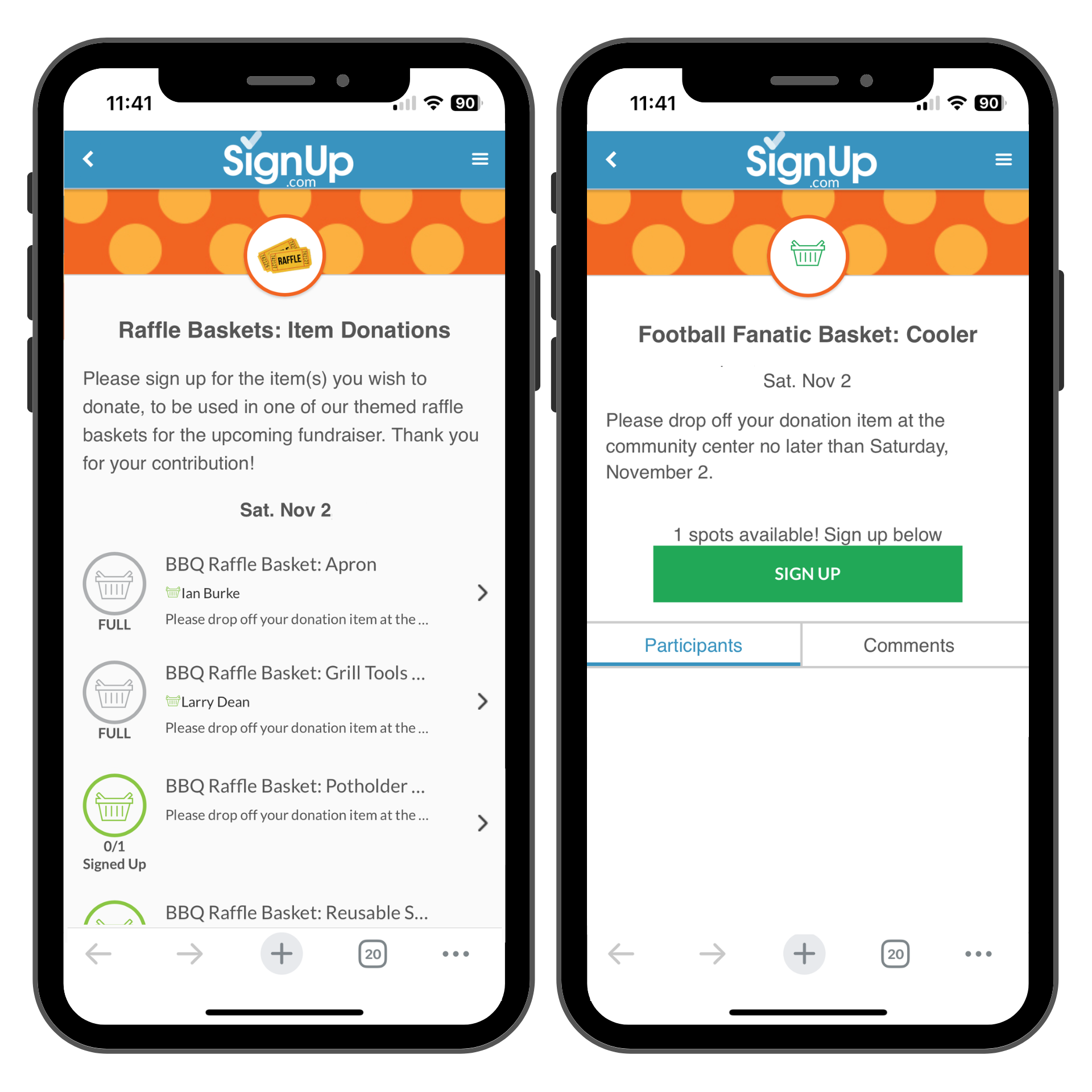 raffle basket items donations SignUp