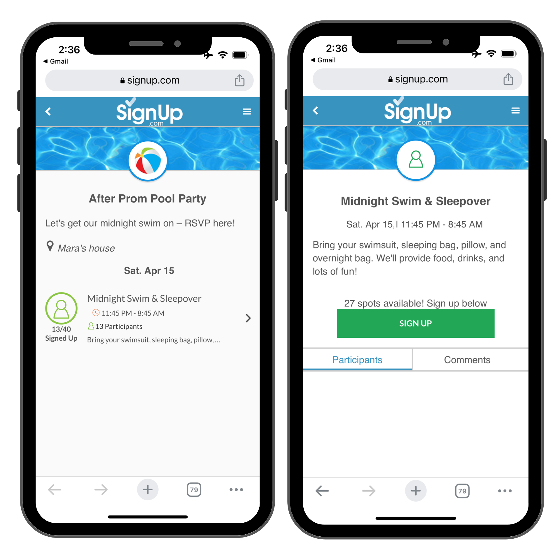 After Prom Pool Party SignUp