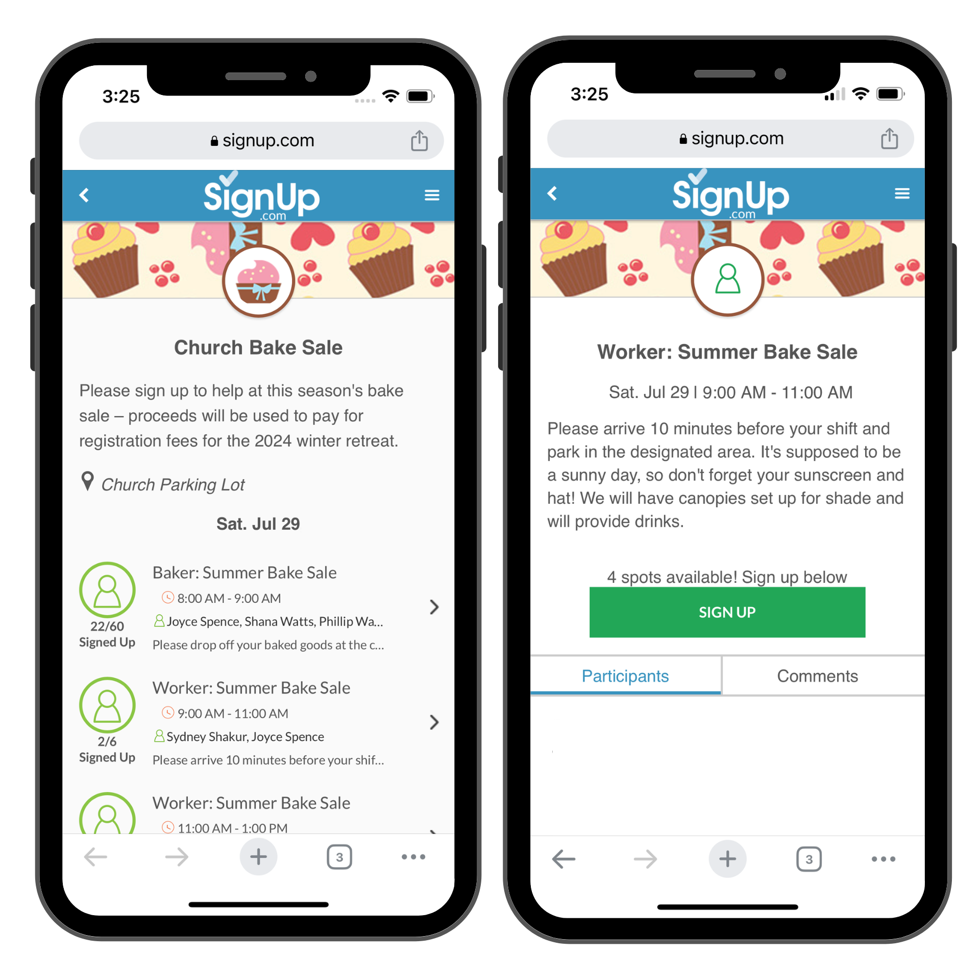 Church Bake Sale online SignUp