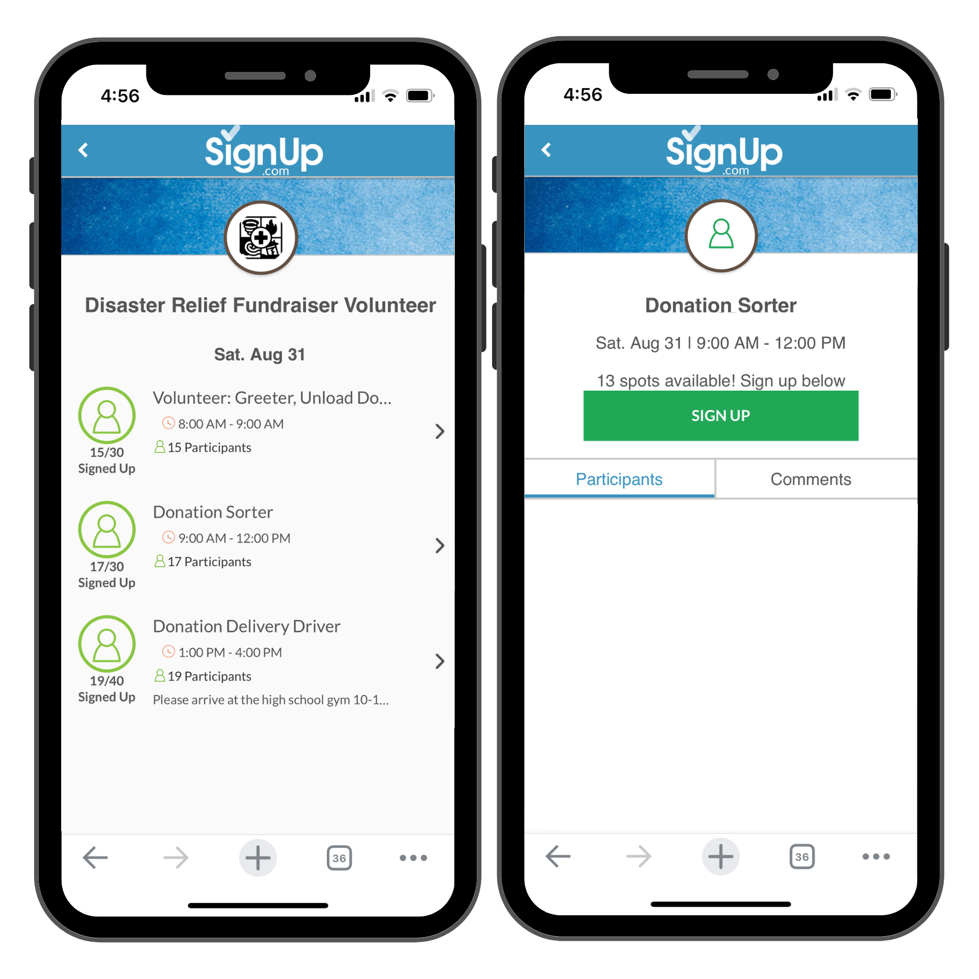 Food Bank Garden Volunteer SignUp on mobile phones
