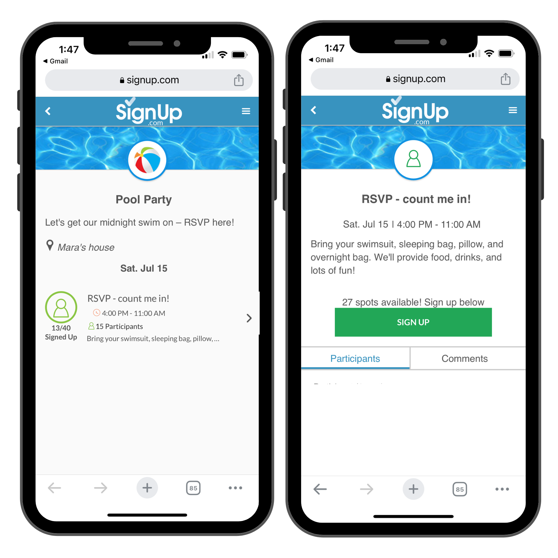 Pool Party Online SignUp