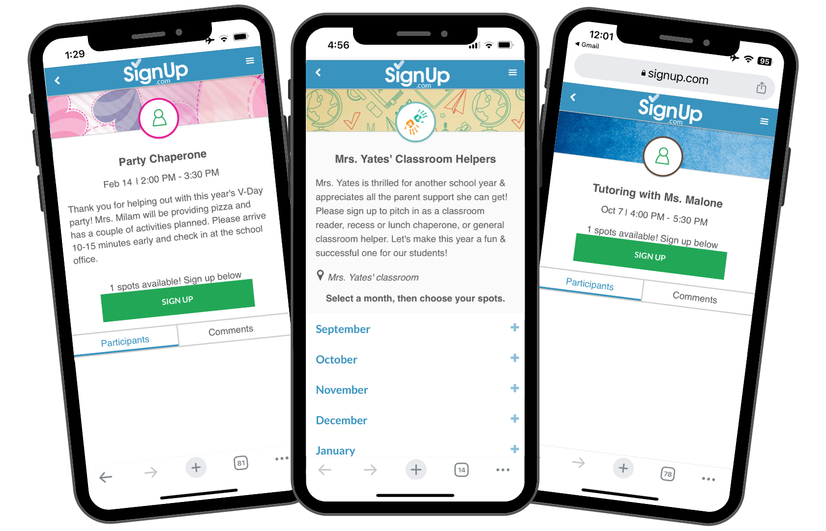 free online SignUps for teachers
