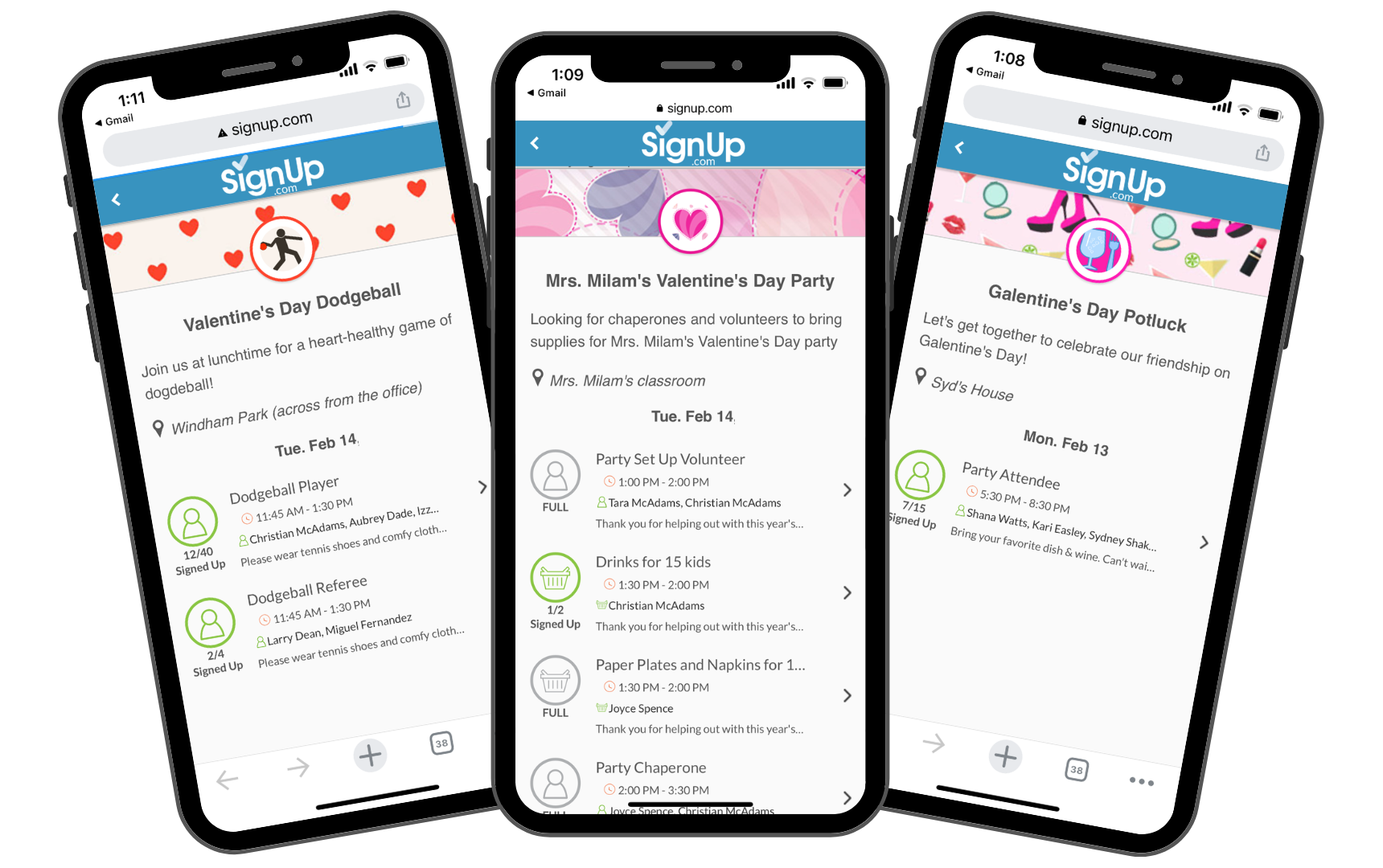 Organizing your Valentine's Day class party is easy with online SignUps from SignUp.com