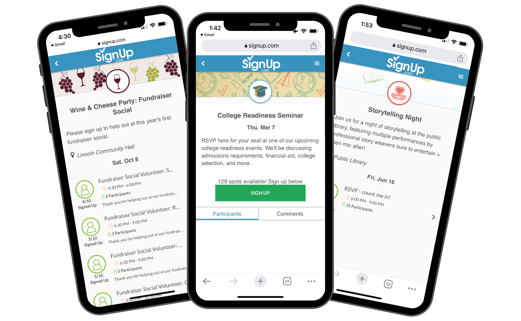 Free online social events SignUps