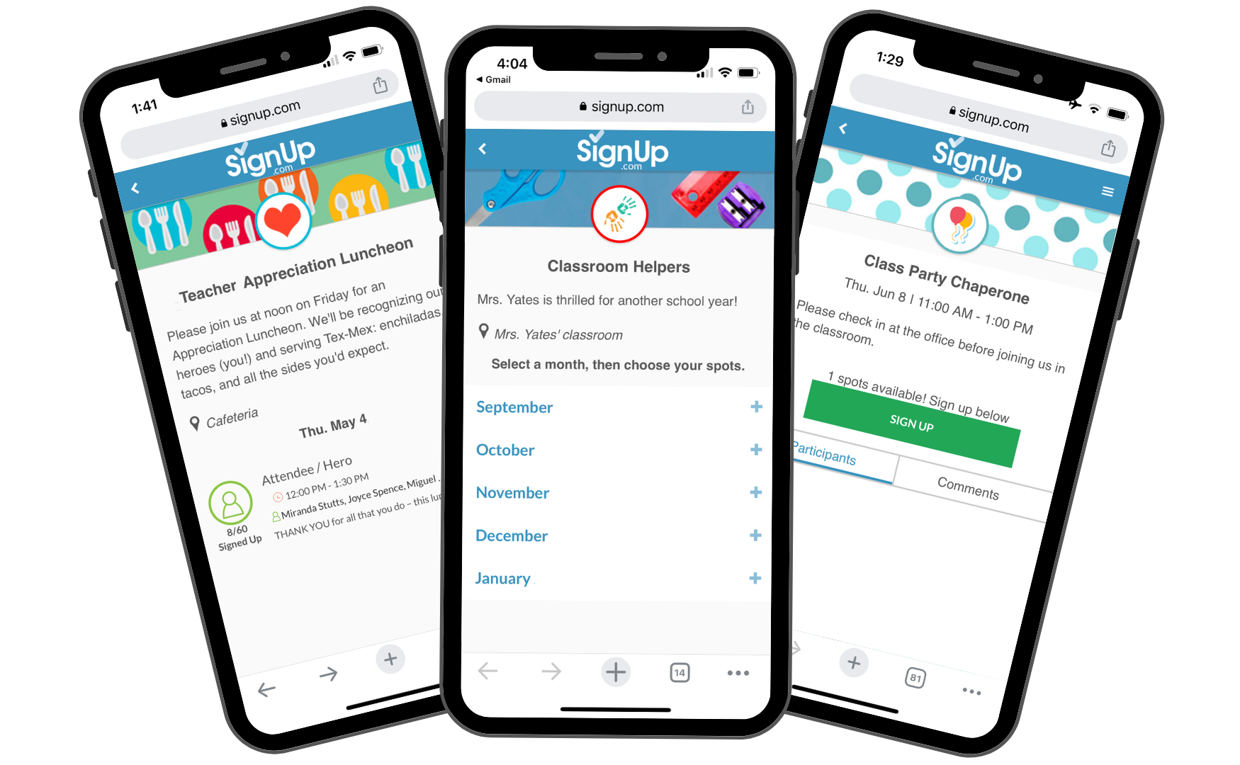 Room Parent activities - school SignUps on iPhones