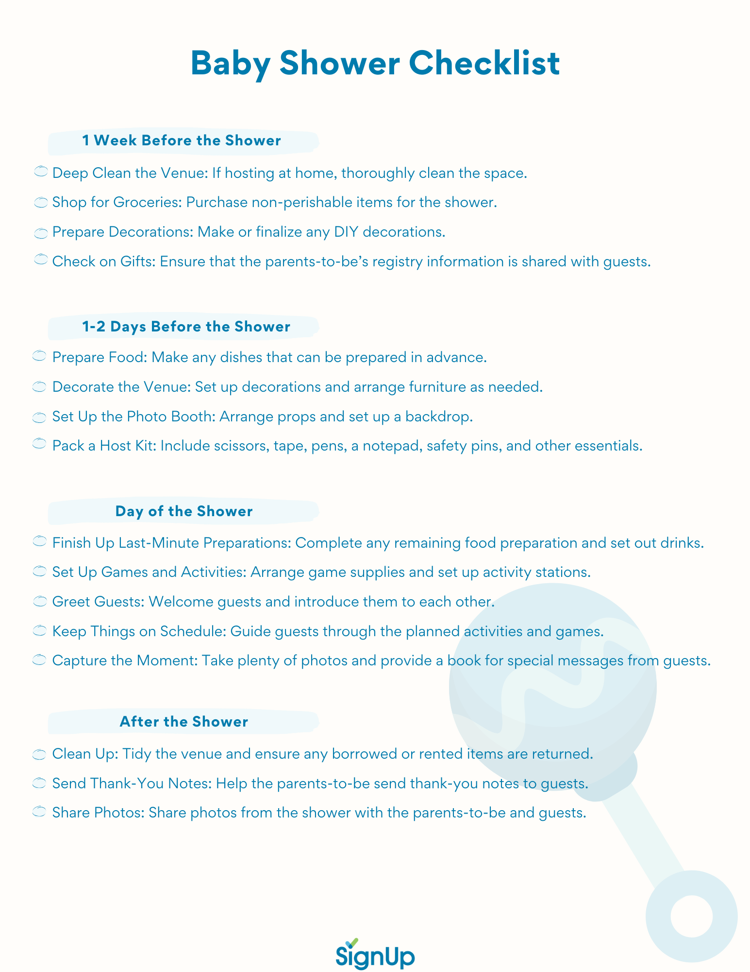 printable baby shower checklist page 2