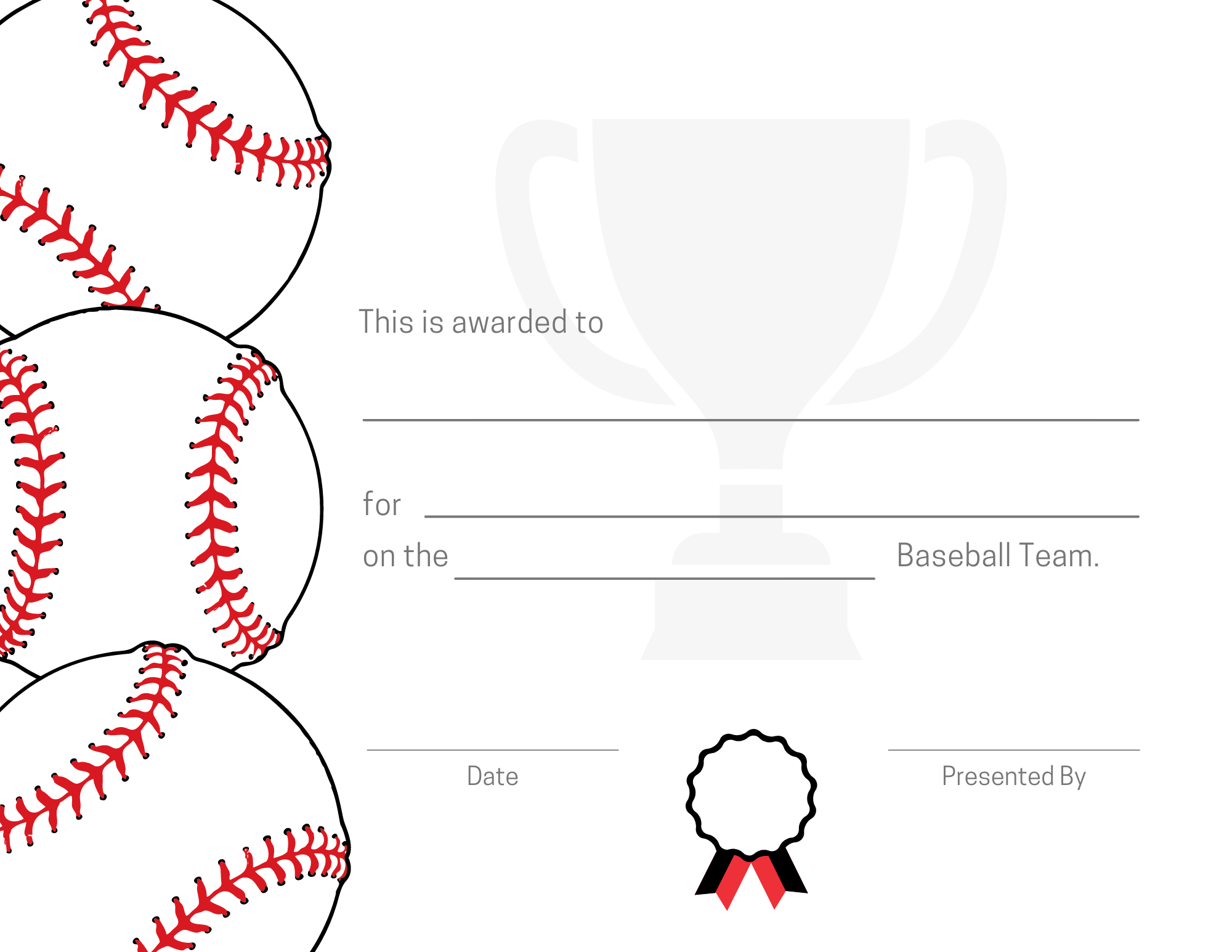 baseball certificate