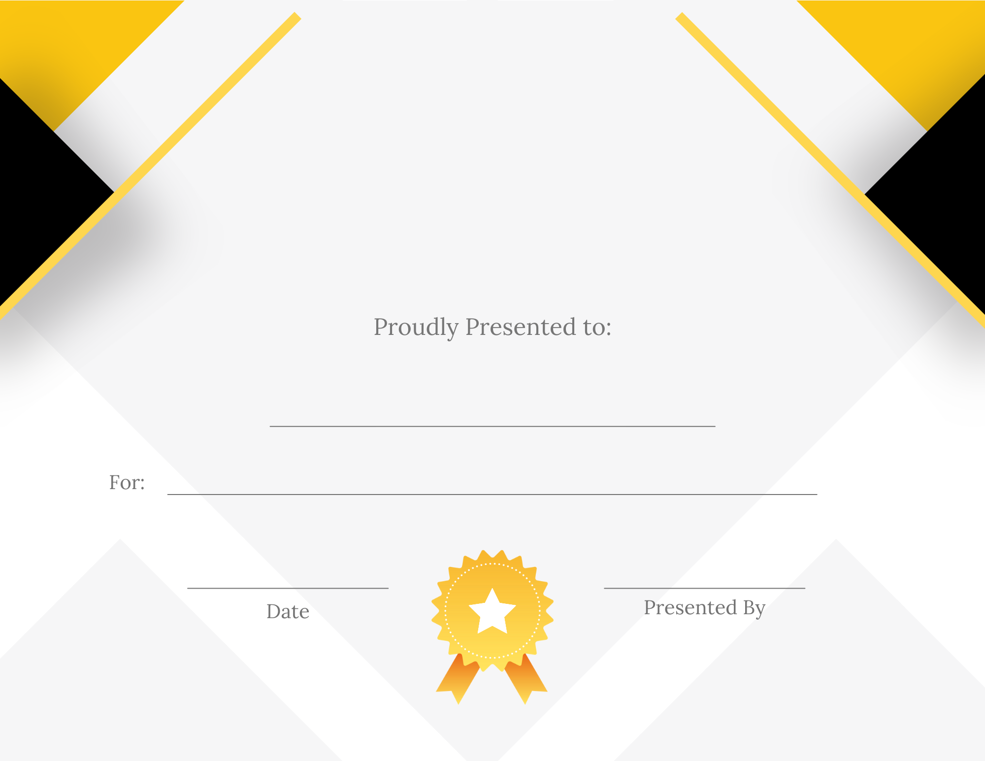 black and gold award certificate