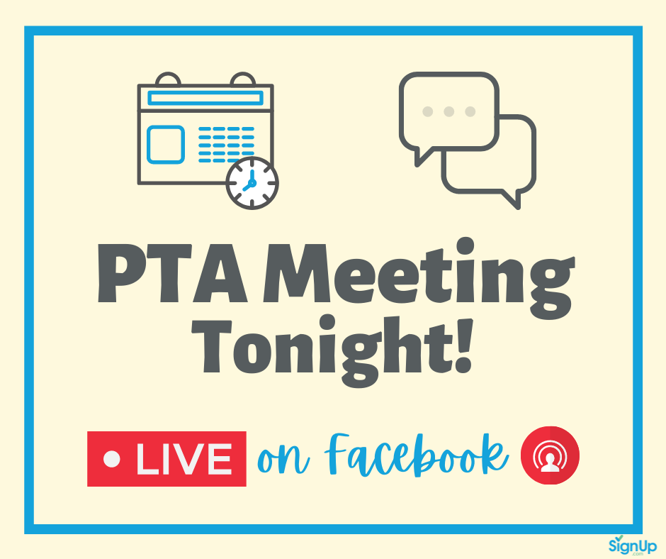 PTA Meeting Live on Facebook social graphic