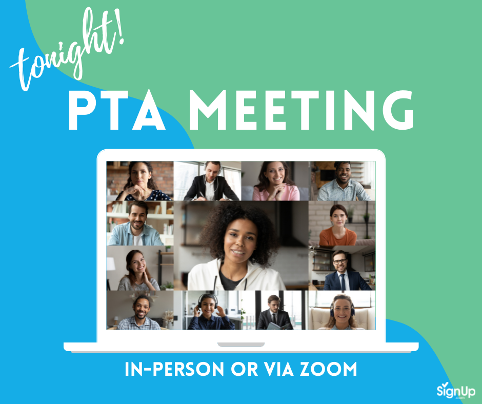 PTA Meeting in-person or Zoom social graphic