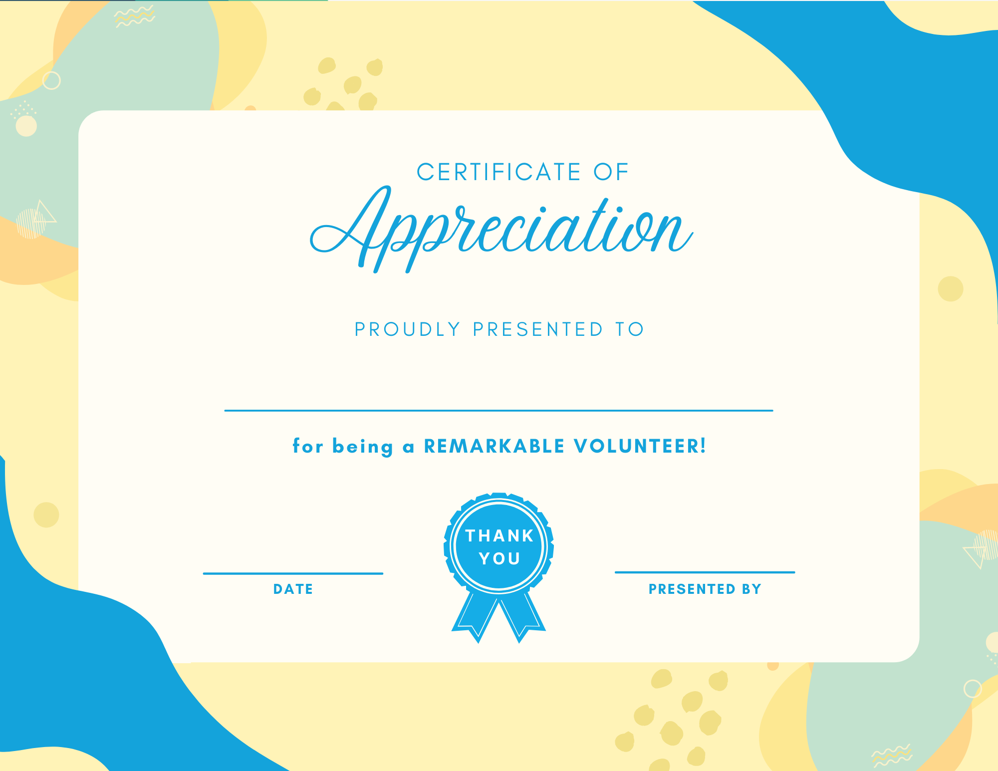 volunteer appreciation certificate groovy