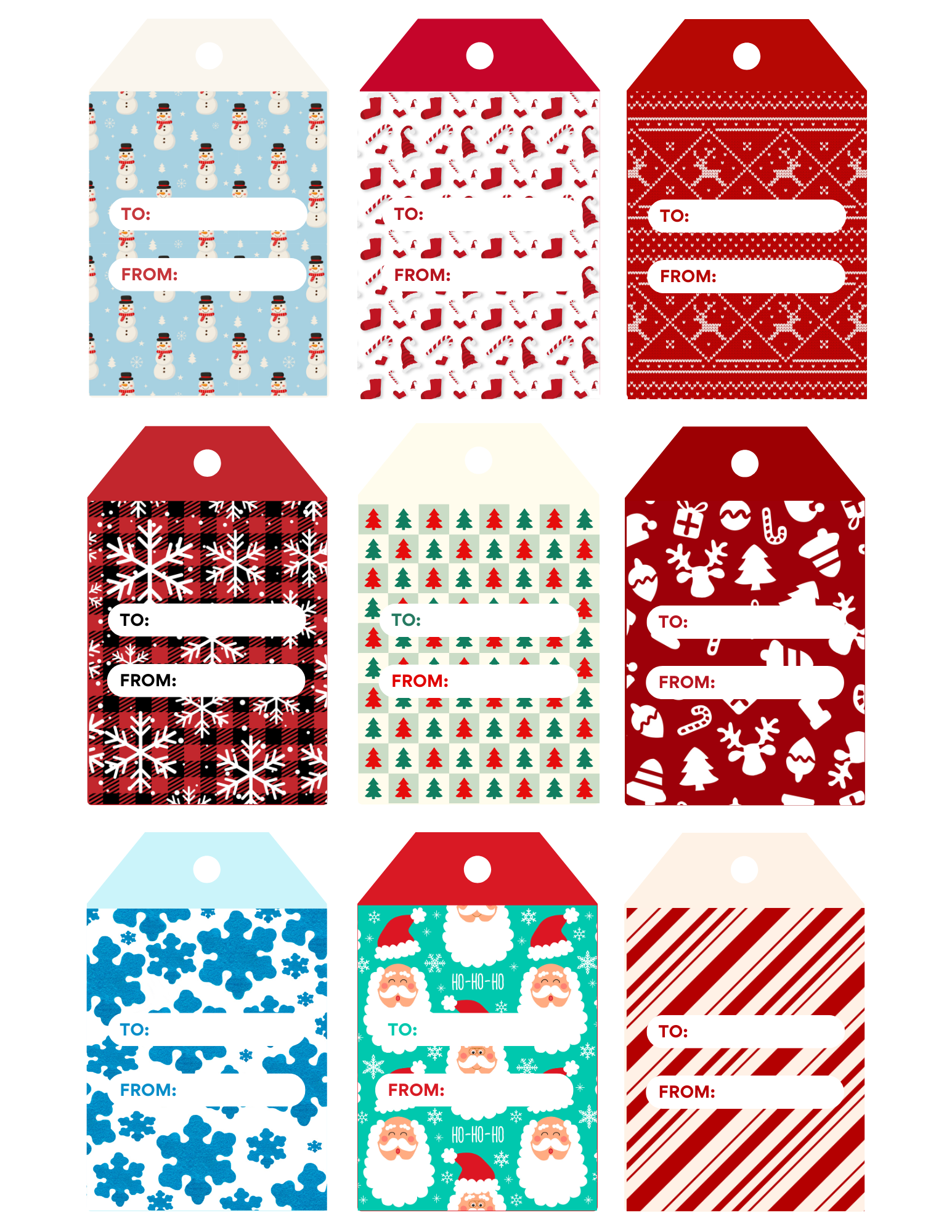 patterned Christmas gift tags