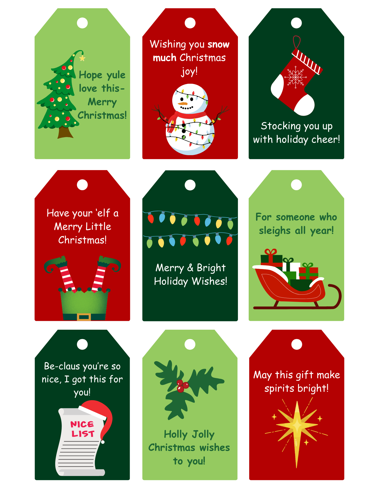 printable punny Christmas gift tags