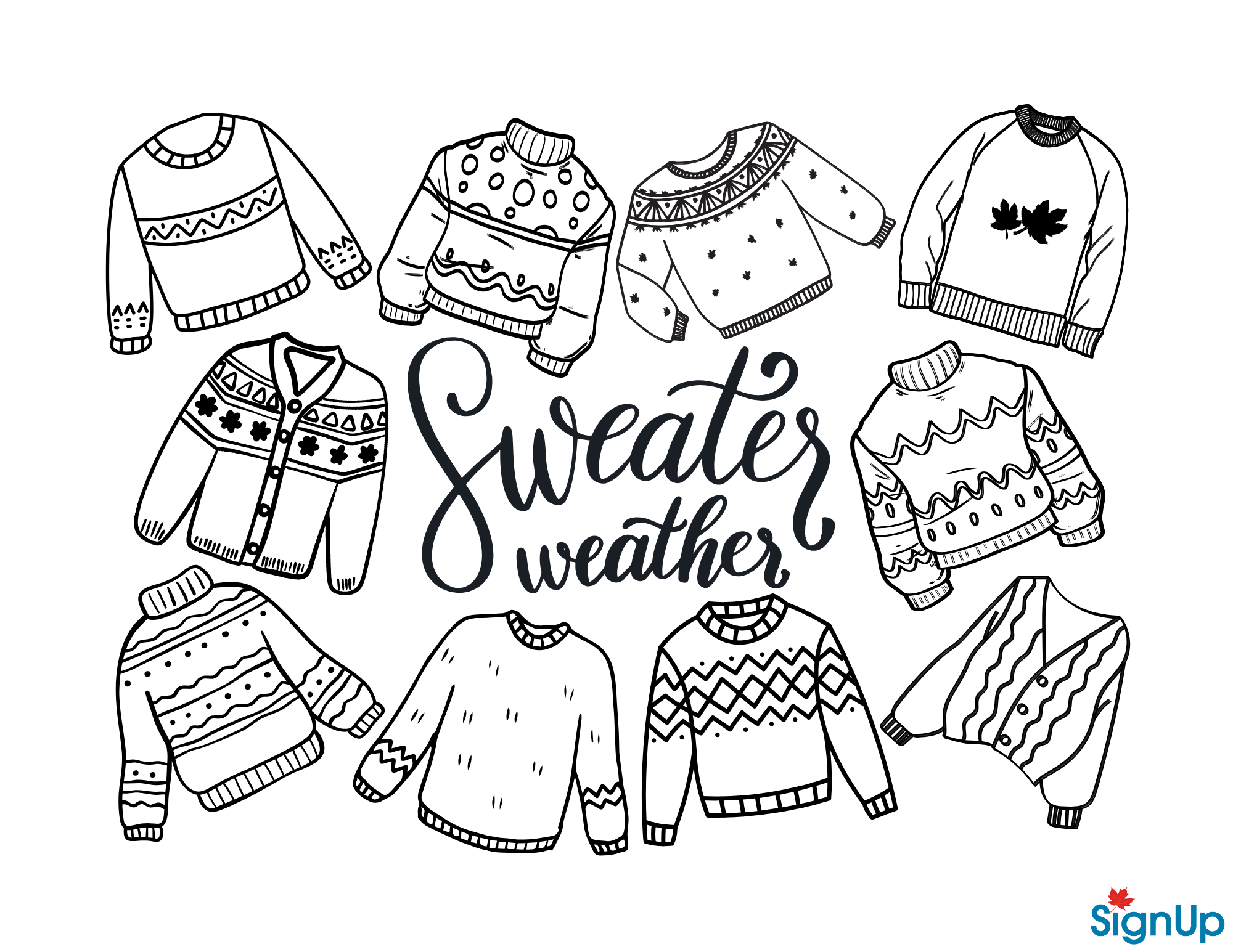 fall sweater weather coloring page