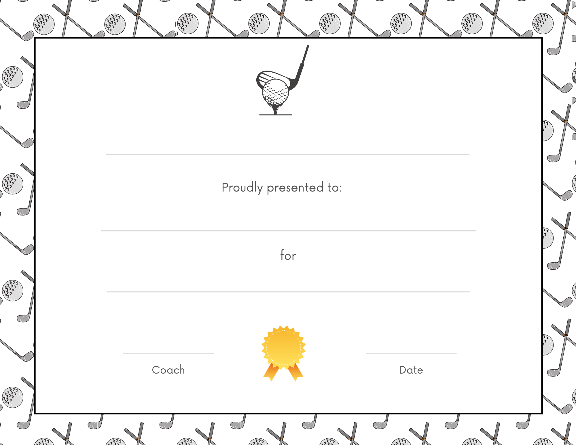 golf award certificate