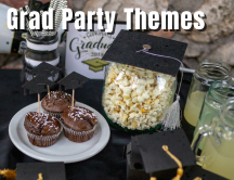grad party themes thumbnail - table decorated with graduation decor