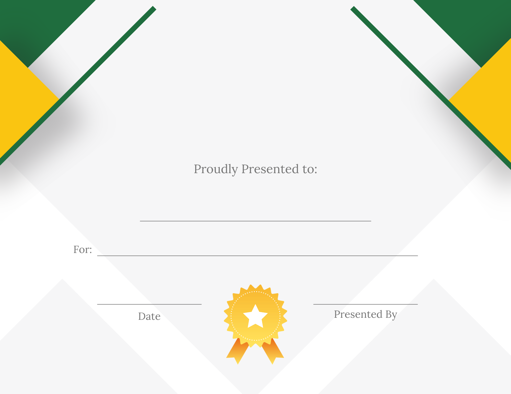 green and gold award certificate