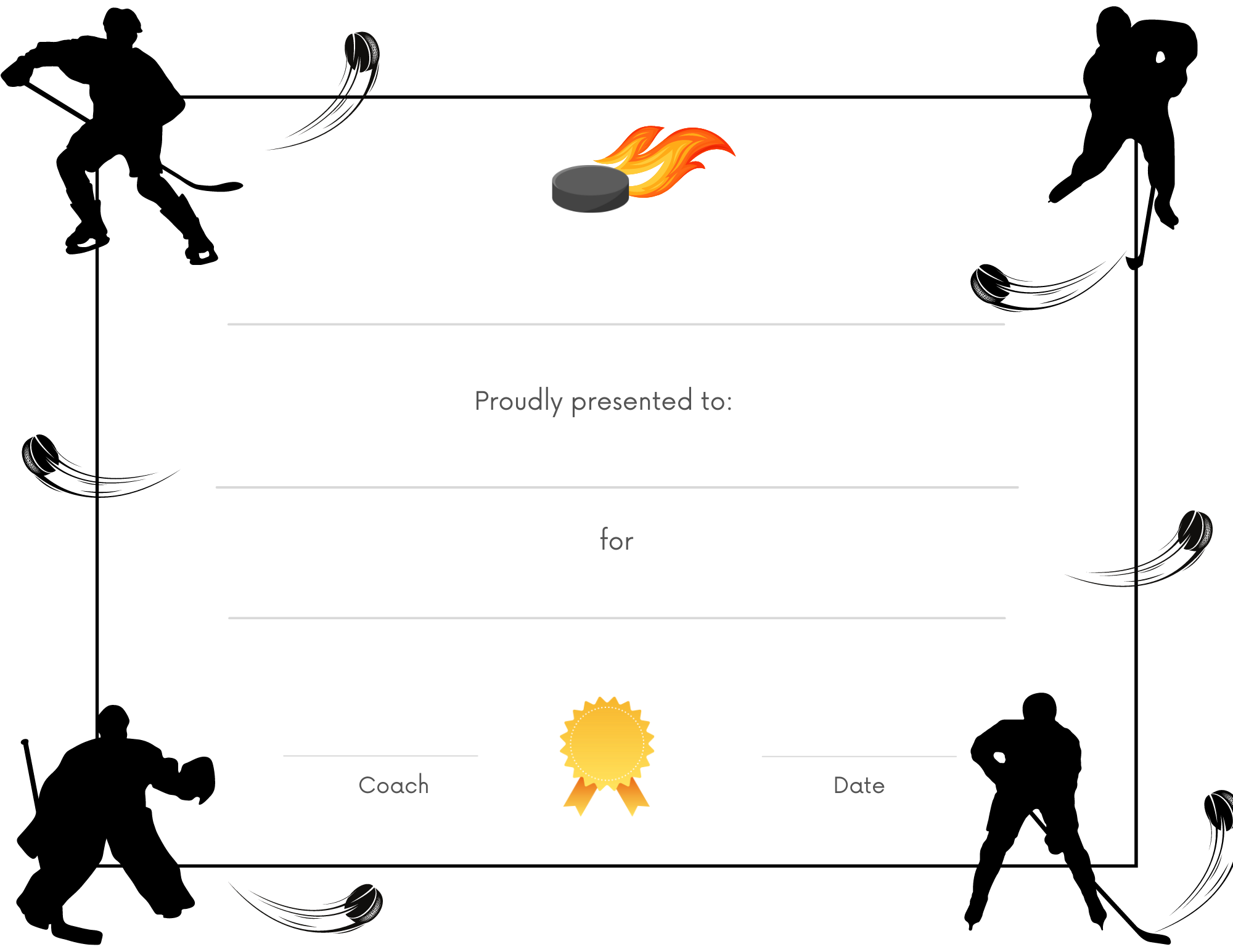 hockey award certificate