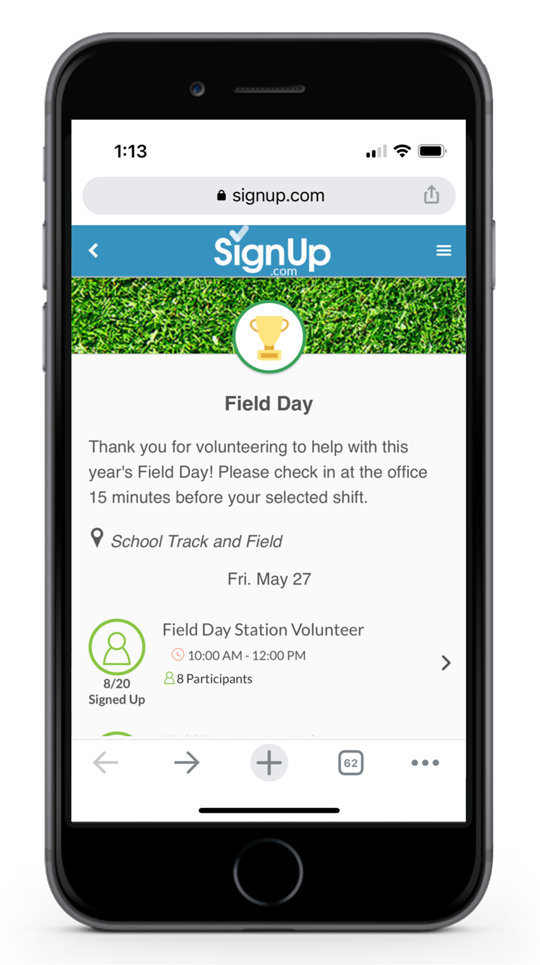 Online SignUp Sheets for Field Day Volunteers 