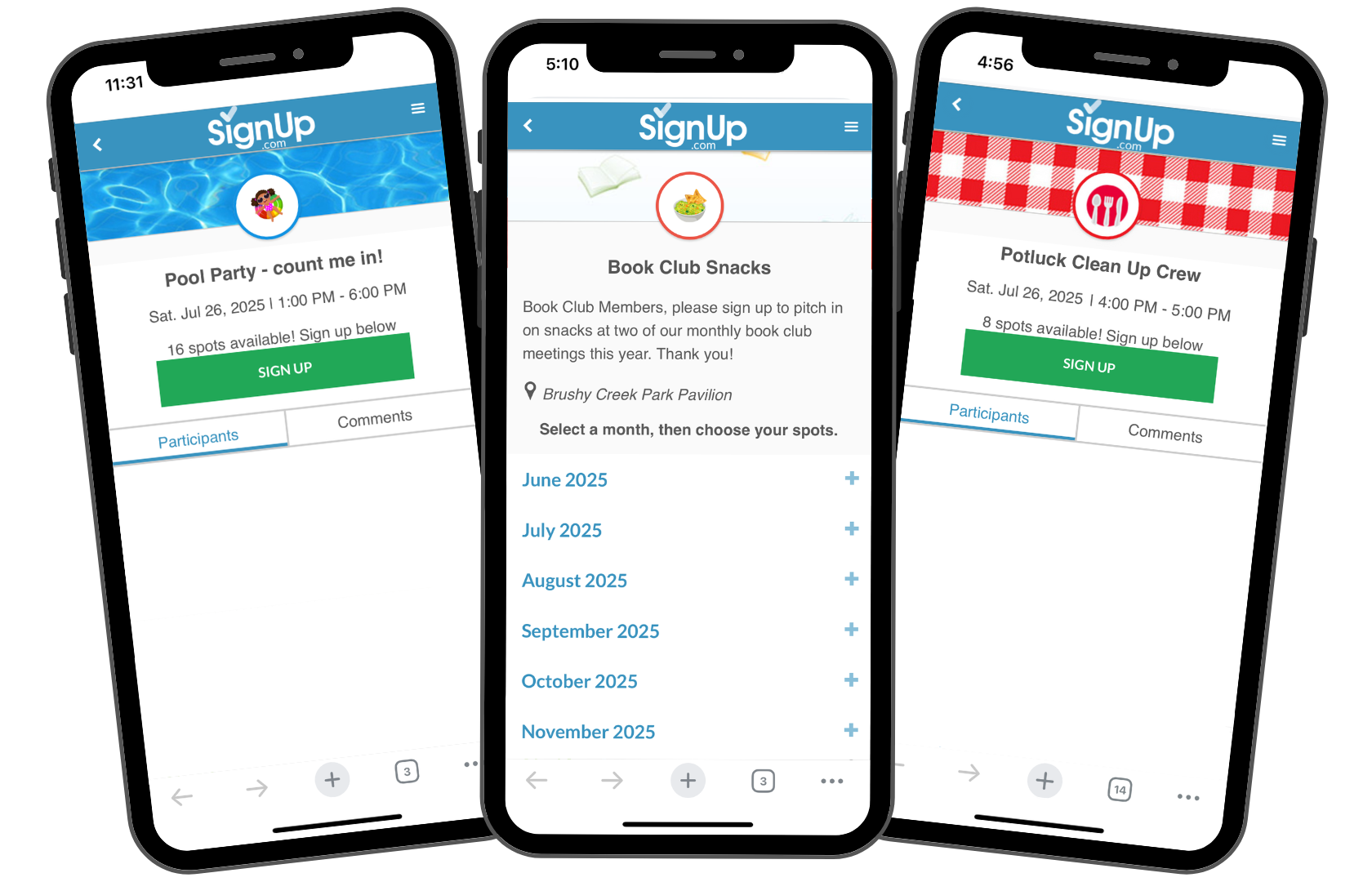 Summer Activity SignUps on Mobile