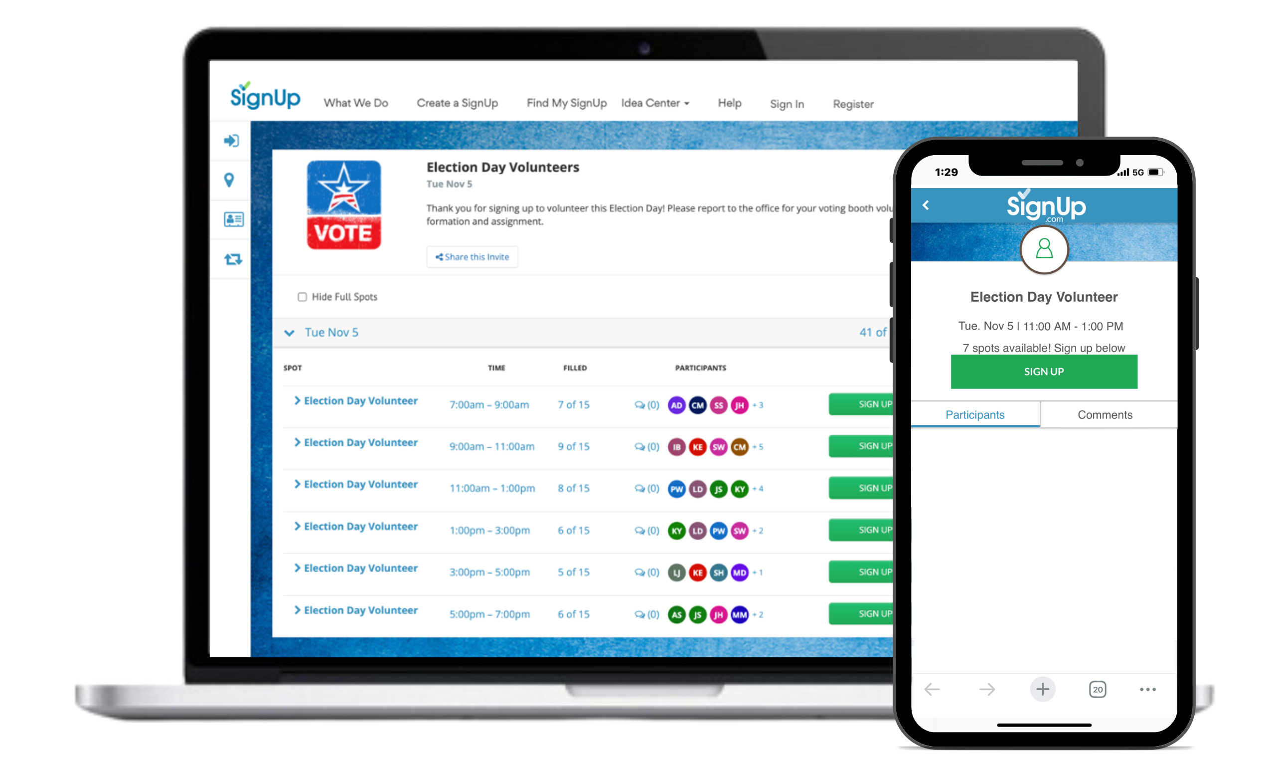 Election Day Volunteer SignUp