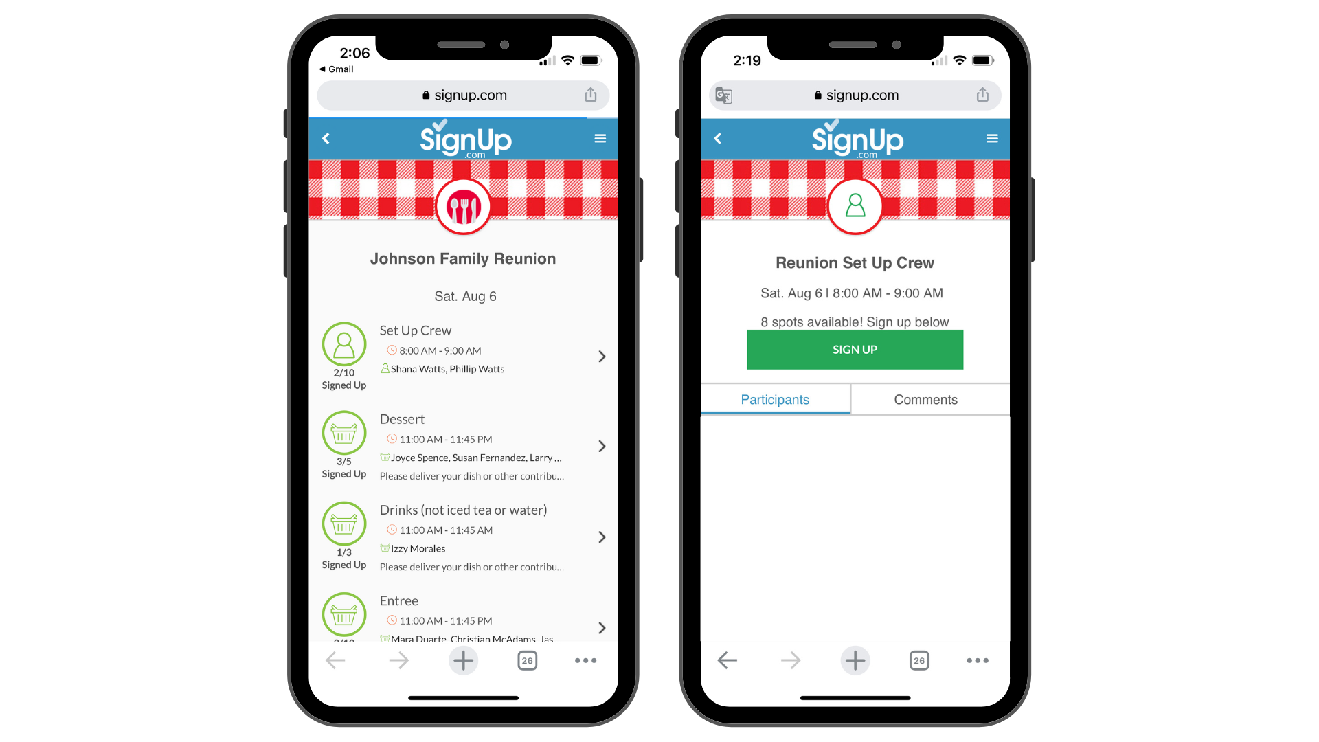 Johnson Family Reunion SignUp
