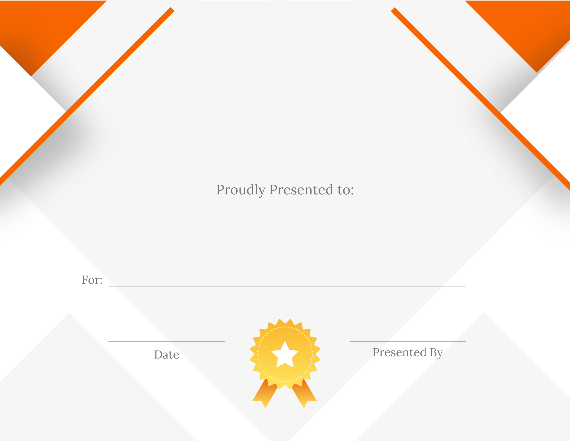 orange and white award certificate