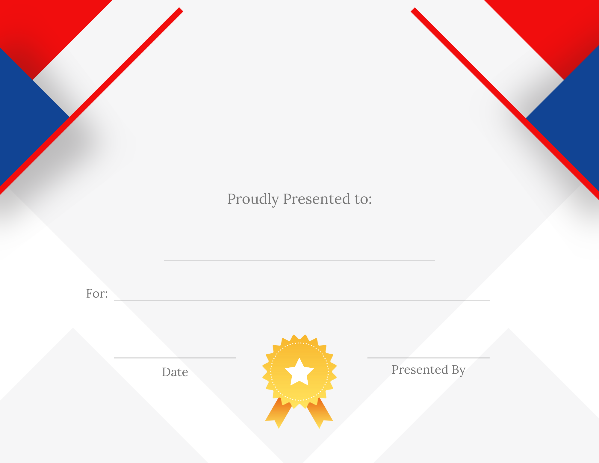 red and blue award certificate