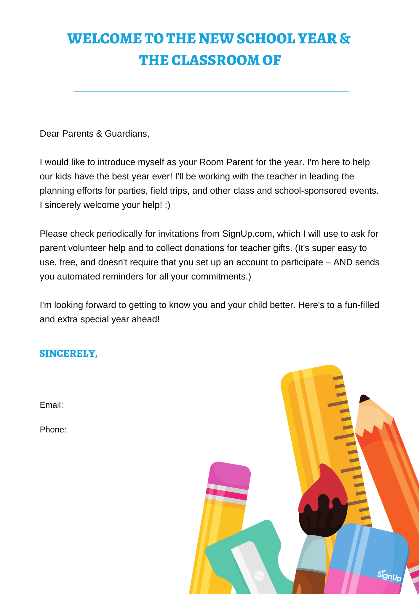 Room Parent Letter