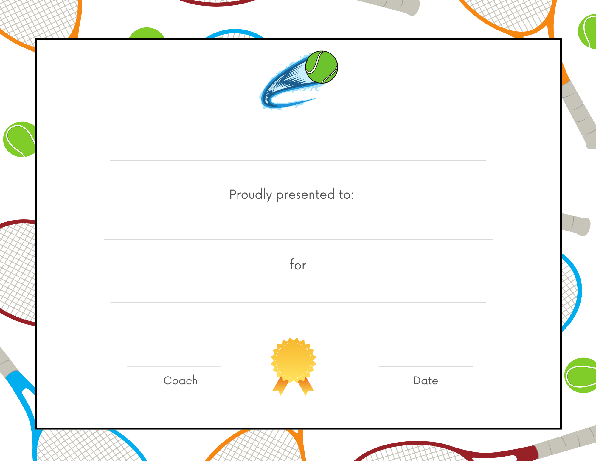 tennis award certificate