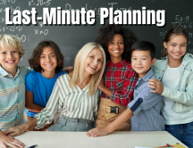 Last Minute Planning thumbnail - happy teacher and students at teacher's desk