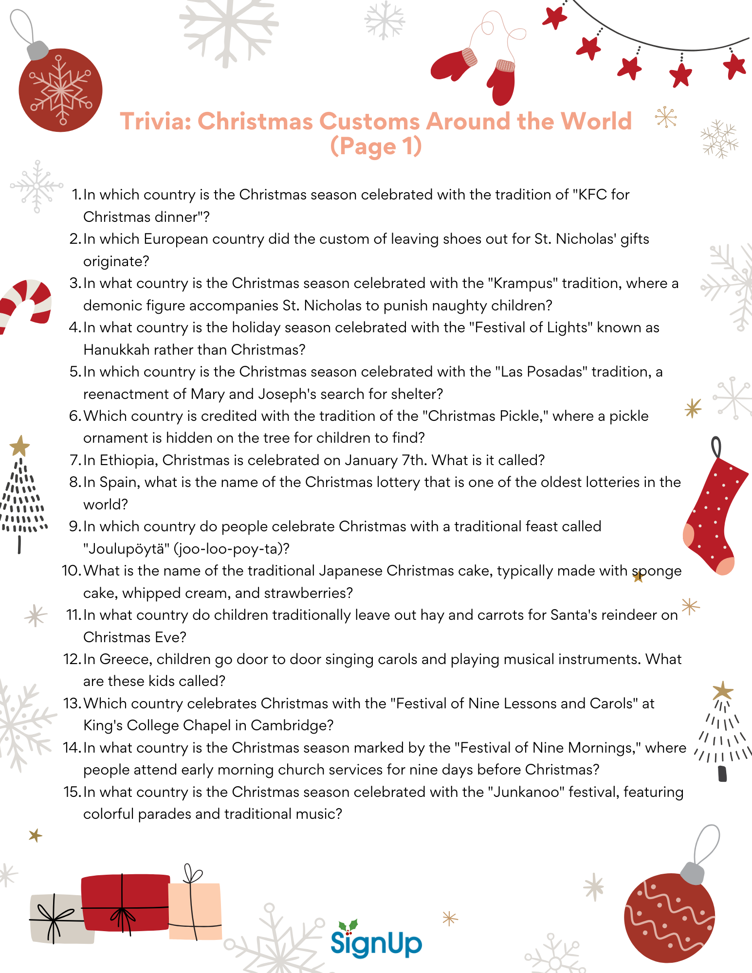 Christmas trivia: Christmas customs around the world