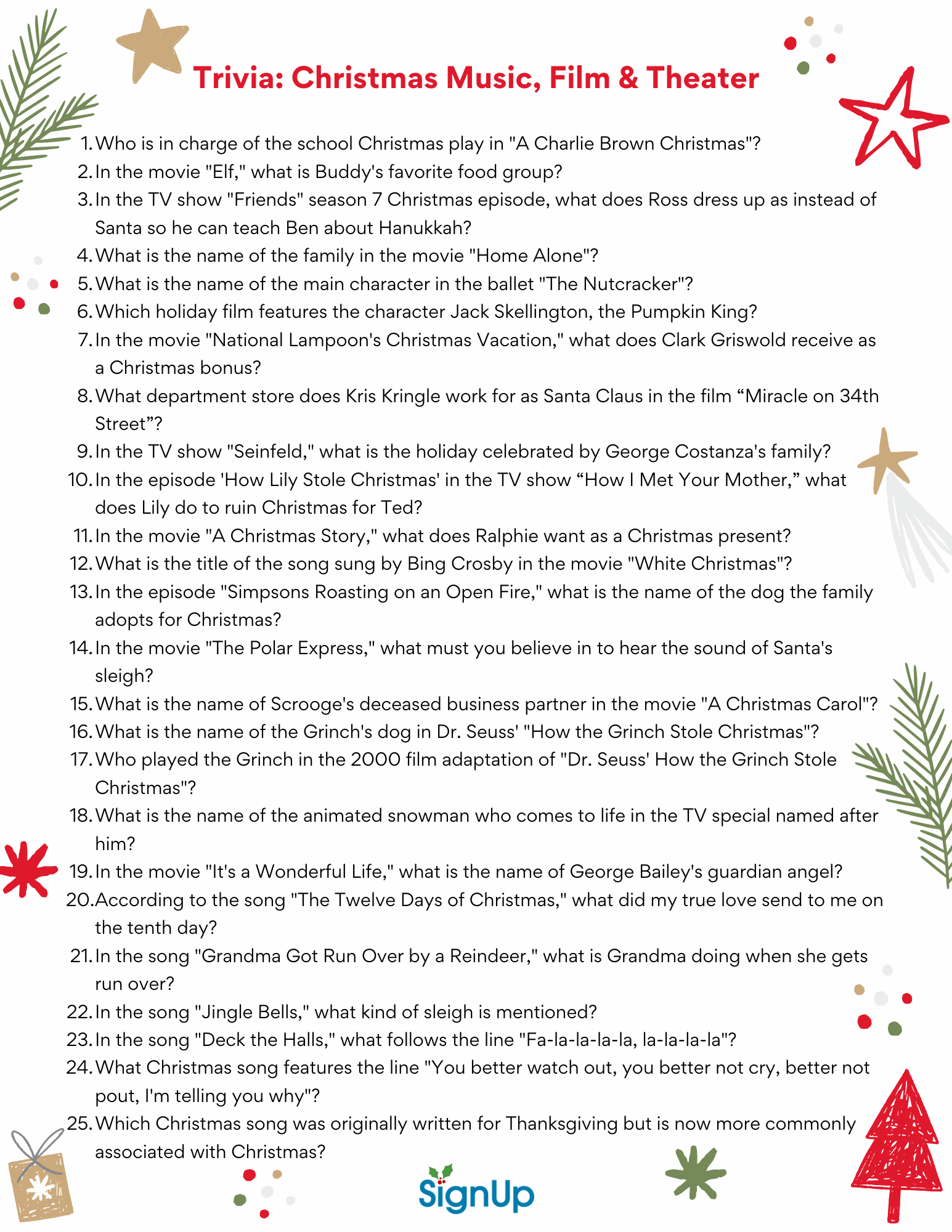 Christmas music, film, and theater trivia