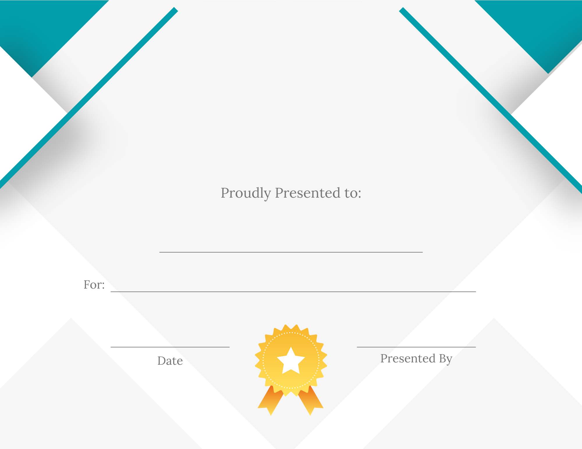 turquoise and white award certificate